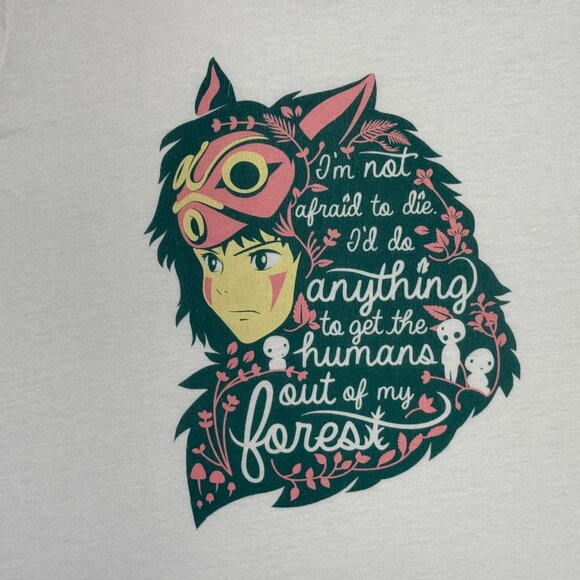 Princess Mononoke T Shirt Womens Large White Pink Ringer Tee Anime Graphic L - Picture 7 of 7